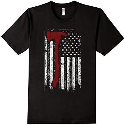 Men's Distressed Firefighter Thin Red Line USA Flag Graphic Shirt XL Black