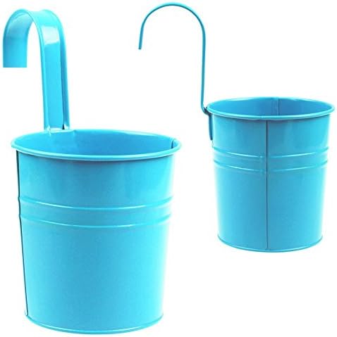 1Pcs Decorative Vase Modern Vases Metal Flower Pot Vase Hanging Balcony Garden Plant Planter Home Decor Iron (Blue)