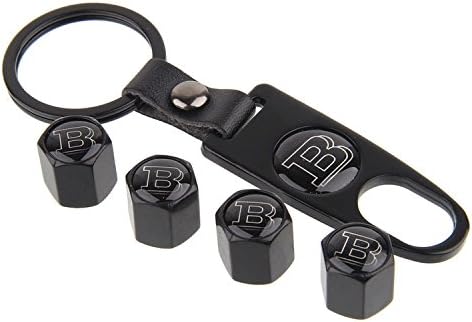 eXeParts Black Tire Valve Stem Air Caps Cover and Keychain Combo Set For BENZ BRABUS