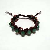 Hand-knotted Vintage Jade Bead Band Bracelet - Adjustable Cord
