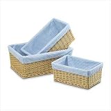 3 Pc Set of Blue and White Gingham Lined Storage Baskets