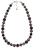 14k Gold Filled Chocolate Freshwater Cultured Pearl Necklace w/ Smoky Quartz Accents, 16-18