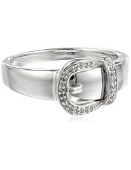 Sterling Silver Buckle Diamond Ring (0.05 cttw, I-J Color, I2-I3 Clarity)