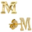 14K Yellow Gold Initial M Stud Earrings