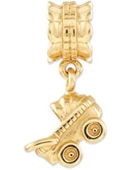 Sterling Silver Gold plated Reflections Baby Buggy Dangle Bead