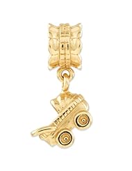 Sterling Silver Gold-plated s Ba by Buggy Dangle Bead by Reflection Beads, Best Quality Free Gift Box Satisfaction Guaranteed