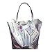 Van Caro Womens Open Top Holographic Tote Shoulder Bag Laser Shopper Bag Silver