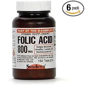 Sundown Folic Acid, 800 mcg, 100 Tablets (Pack of 6) by Sundown