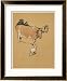 White Bulldog Approaches a Docile-Looking Cow in a Field Animals Framed Art Poster Print by Cecil Aldin, 27x33