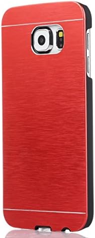 Tat2 - Galaxy S6 Case Red Aluminum and Soft Silicone Protection - Slim Fit S6 Case - Stylish and Cool Galaxy S6 Cases with Dual Layer Protection - Resistant Non Slip Case and Firm Grip for Your Samsung Galaxy - Get It Now!! - For Samsung Galaxy S6 (Red)