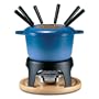 Sierra 11-Piece Meat Fondue Set, Blue Enameled Pot