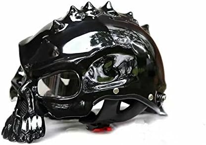 Masei 489 Gloss Top Design Black Skull Face Motorcycle Chopper DOT Helmet White(S/M/L/XL)