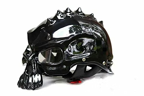 Masei 489 Gloss Top Design Black Skull Face Motorcycle Chopper DOT Helmet White(S/M/L/XL)