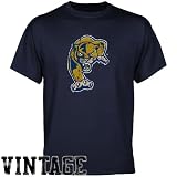 NCAA Florida International Golden Panthers Navy Blue Distressed Logo Vintage T-shirt