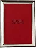 IMAGE OF Cunill Silver Plain Beveled  Frame In .925 Sterling Silver, with Wood-Look Back and Easel For 5-Inch by 7-Inch Photograph