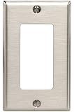 Leviton 84401-40 1-Gang Decora/GFCI Device Decora Wallplate, Device Mount, Stainless Steel with Blue Protective Film (Removable)