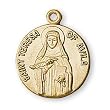 12K Gold Filled Saint Teresa of Avila Medal and 18-inch Chain