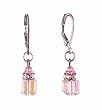Earrings - E266 - Austrian Crystal Cube on Leverbacks ~ Rose AB Irridescent
