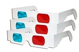 3D Glasses - Red and CYAN Anaglyph-3 Pair, White Multipack