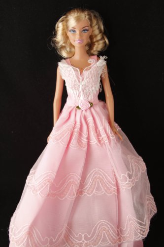 Pink Lace Barbie Sized Doll Dress