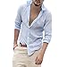 Zbrandy Men's Cotton Linen Blend Shirts Ultra Light Colorful Shirts Colour Blue Size L