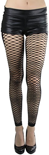 ToBeInStyle Women s Slashed Footless Fishnet Leggings at Ankle Length