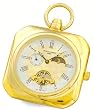 Pocket Watch - 14k Gold-plated Open Face Sun/Moon Dial, Squared Pocket Watch