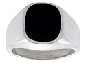 Gent's Sterling Silver Square Black Obsidian Ring