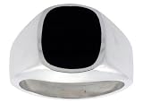 Gent's Sterling Silver Square Black Obsidian Ring