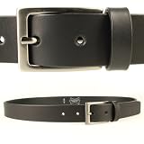 Belt Designs - Mens Quality Leather Belt - With Gun Metal Finish Buckle - Made in UK