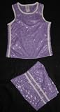 Girls Pull-on Dazzle Stars Short Set with Side Stripes in Lavender