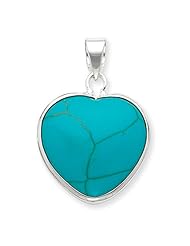 Genuine .925 Sterling Silver Heart Turquoise Pendant. 100% Satisfaction Guaranteed.