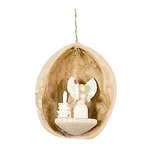 Alexander Taron Home Seasonal Décorative Accessories Dregeno Ornament – Nutshell with Angels – 1.5″H x 1.25″W x 1″D