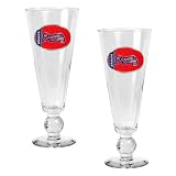 Atlanta Braves MLB 2pc Pilsner Glass Set with Baseball on stem - Oval Logo