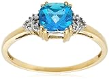 10k Yellow Gold, December Birthstone, Blue Topaz and Diamond Ring, Size 8