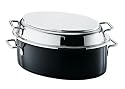 Silit Multibräter Silargan® oval mit ER-Deckel und Sandwichboden 38 cm schwarz/silber