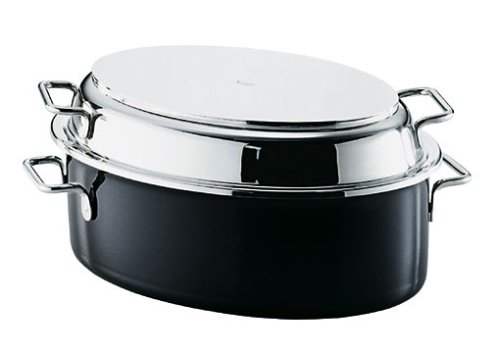 Silit Multibräter Silargan® oval mit Edelstahl-Deckel und Sandwichboden 38 cm schwarz/silargan