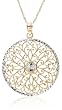 14k Yellow Gold Round Filigree Pendant, 18"
