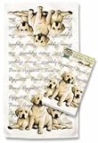 Yellow Lab Labrador Retriever Puppies Set of 2 Dish Kitchen Towels New Gift