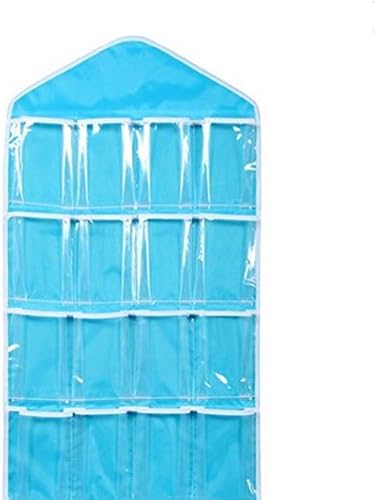 Chevron Fabric Baby Nursery Closet Organizer for Pacifiers, Hats, Bows, Shoes, Socks - Hanging,Blue