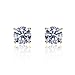 Solid 14K Gold Studs 6mm Round Cubic Zircornia Basket Setting Screwback Stud Earrings, Choice of Colors