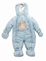 Baby Boy Winter Coat in Blue with Hood, Just Too Cute Dog Design (Snow Suit) (0-3 months)