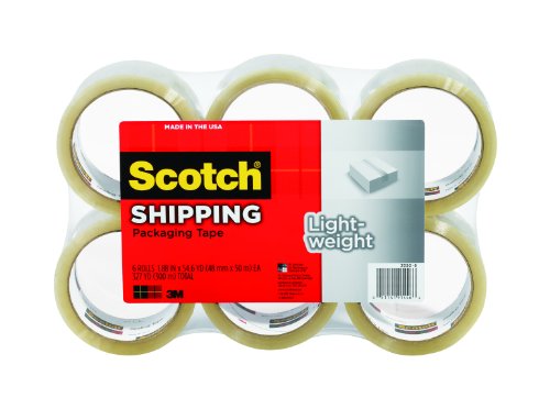 Scotch Lightweight Shipping Packaging Tape, 1.88 Inches x 54.6 Yards, 6 Rolls (3350-6)