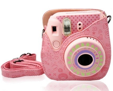 Cute Cartoon Leather Fujifilm Fuji Mini 8 film Fuji Instax Mini 8 Case (Pink)