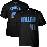 NBA adidas Dirk Nowitzki Dallas Mavericks #41 Vibe Jersey Replica T-Shirt - Black (Large)