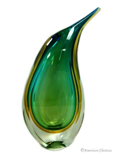 Handmade Sommerso Heavy Art Glass Hand Mouth Blown Sculpture Vase
