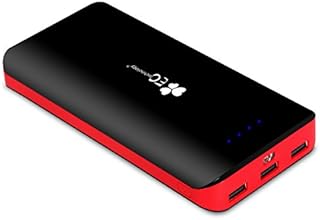 EC Technology&reg; 2nd Gen Deluxe 22400mAh Ultra High Capacity 3 USB Output External Battery With 3-modes LED Flashlight Portable Power Bank Charger For iPhone 6 Plus 5S 5C 5 4S 4, iPad Air, iPad mini, Galaxy S6 S5 S4 S3, Note 4 3, Nexus, HTC One, Most other Phones and Tablets - Black & Red