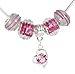 Pink Swirl Five Bead Set: One Crystal Heart Bead, Four Pink Swirl Beads - Pandora-compatible Bracelet Beads