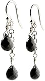 Jane Davis DD0079 Silver Black Garnet Drop Earrings
