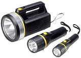 Active Products 3 Pack of Durable Krypton Torches - Lantern 6V/General Torch 2 x D/Handy torch 2 x AA - black